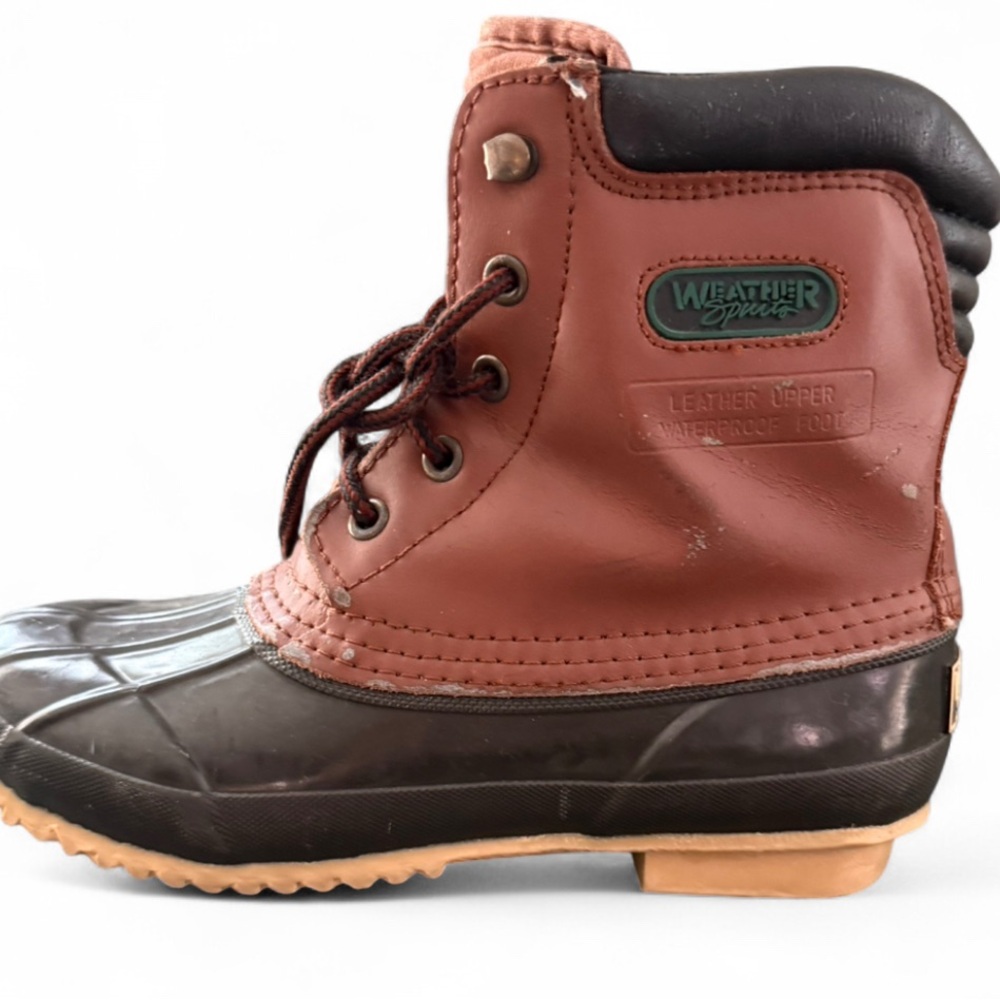 Kids weather spirits Brown and black leather winter boots size 3youth